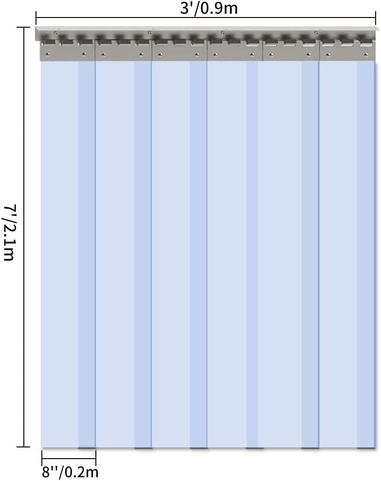 image:imageVIZPRO 9PCS Freezer Strip Door Curtain 84 Height X 48 Width 008 Inch Thickness PVC Curtain Strip for Walk in Freezers Coolers amp Warehouse Doors with 80 Overlap for 4 X 7 Doors36W x 84L Pack of 1
