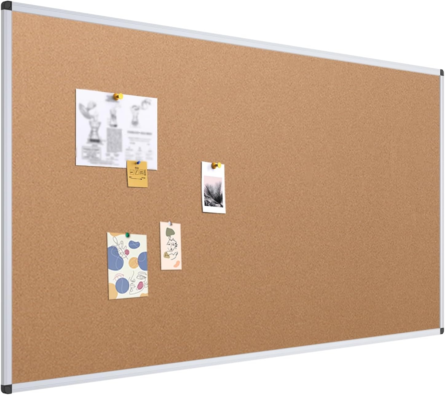 image:imageVIZPRO Cork Bulletin BoardFoldable Noticeboard 48 X 36 Inches Silver Aluminium Frame2 Pack 96 X 48 Inches