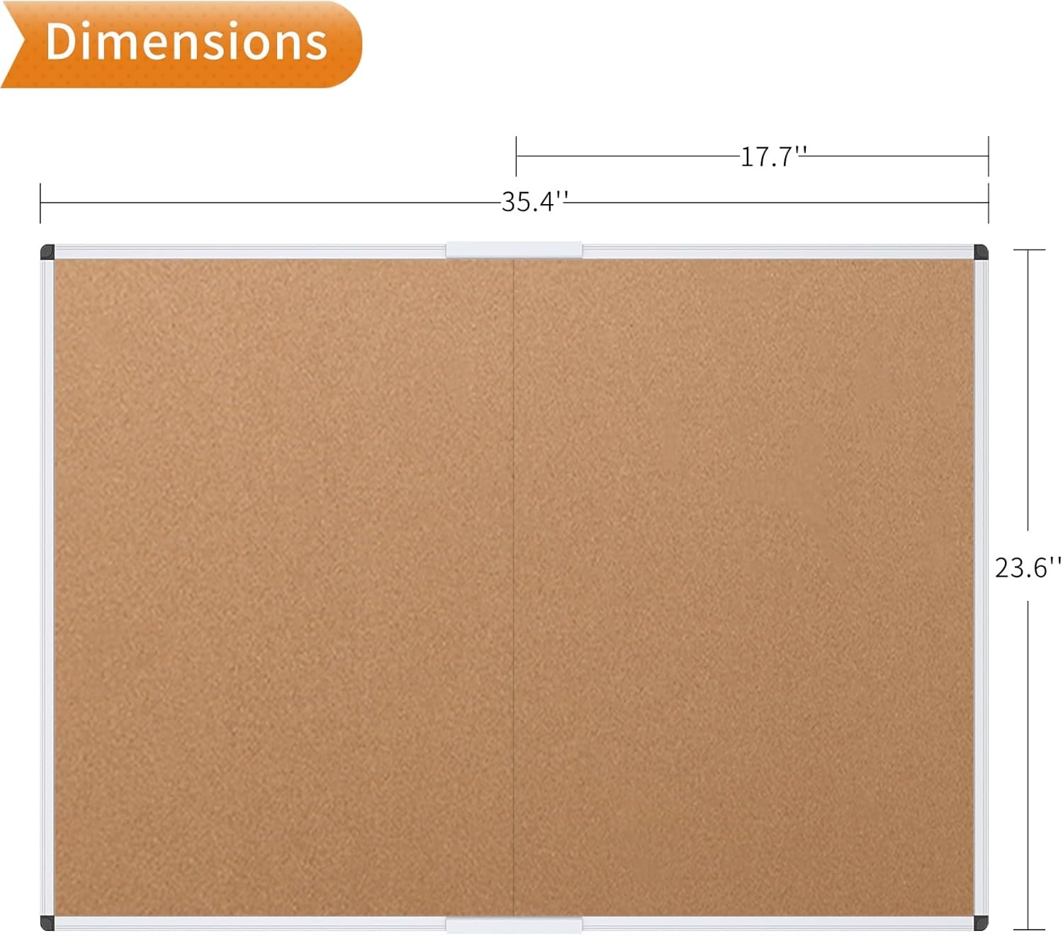 image:imageVIZPRO Cork Bulletin BoardFoldable Noticeboard 48 X 36 Inches Silver Aluminium Frame36 X 24 Inches