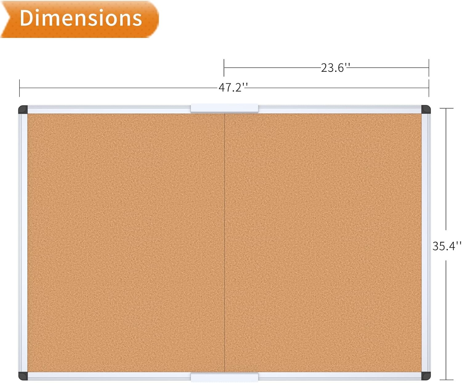 image:imageVIZPRO Cork Bulletin BoardFoldable Noticeboard 48 X 36 Inches Silver Aluminium Frame48 X 36 Inches