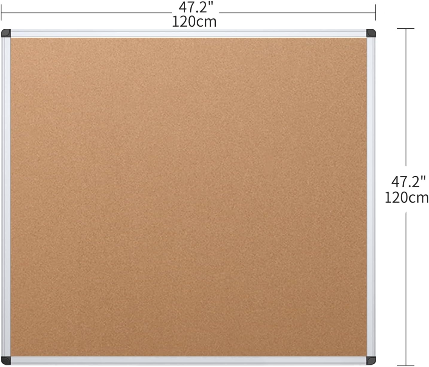 image:imageVIZPRO Cork Bulletin BoardFoldable Noticeboard 48 X 36 Inches Silver Aluminium Frame48 X 48 Inches