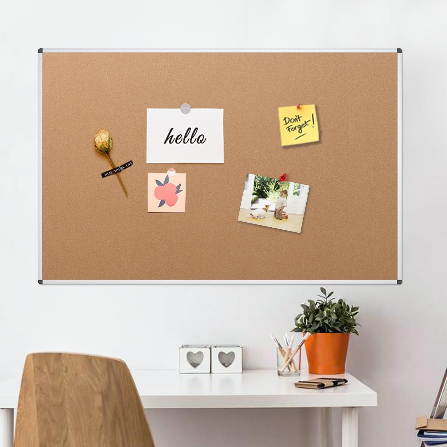 image:imageVIZPRO Cork Bulletin BoardFoldable Noticeboard 48 X 36 Inches Silver Aluminium Frame96 X 48 Inches