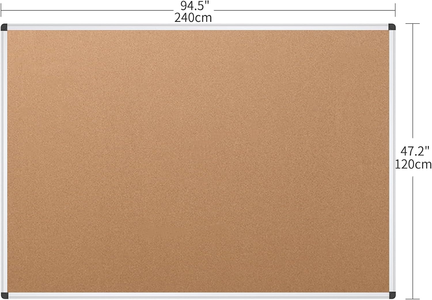 image:imageVIZPRO Cork Bulletin BoardFoldable Noticeboard 48 X 36 Inches Silver Aluminium Frame96 X 48 Inches