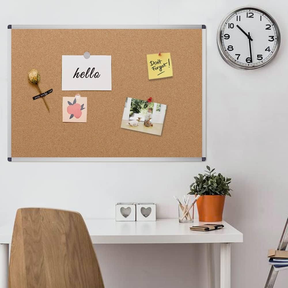 image:imageVIZPRO Cork Notice Board 24 X 18 Inches 3 Pack Silver Aluminium Frame18 X 12 Inches