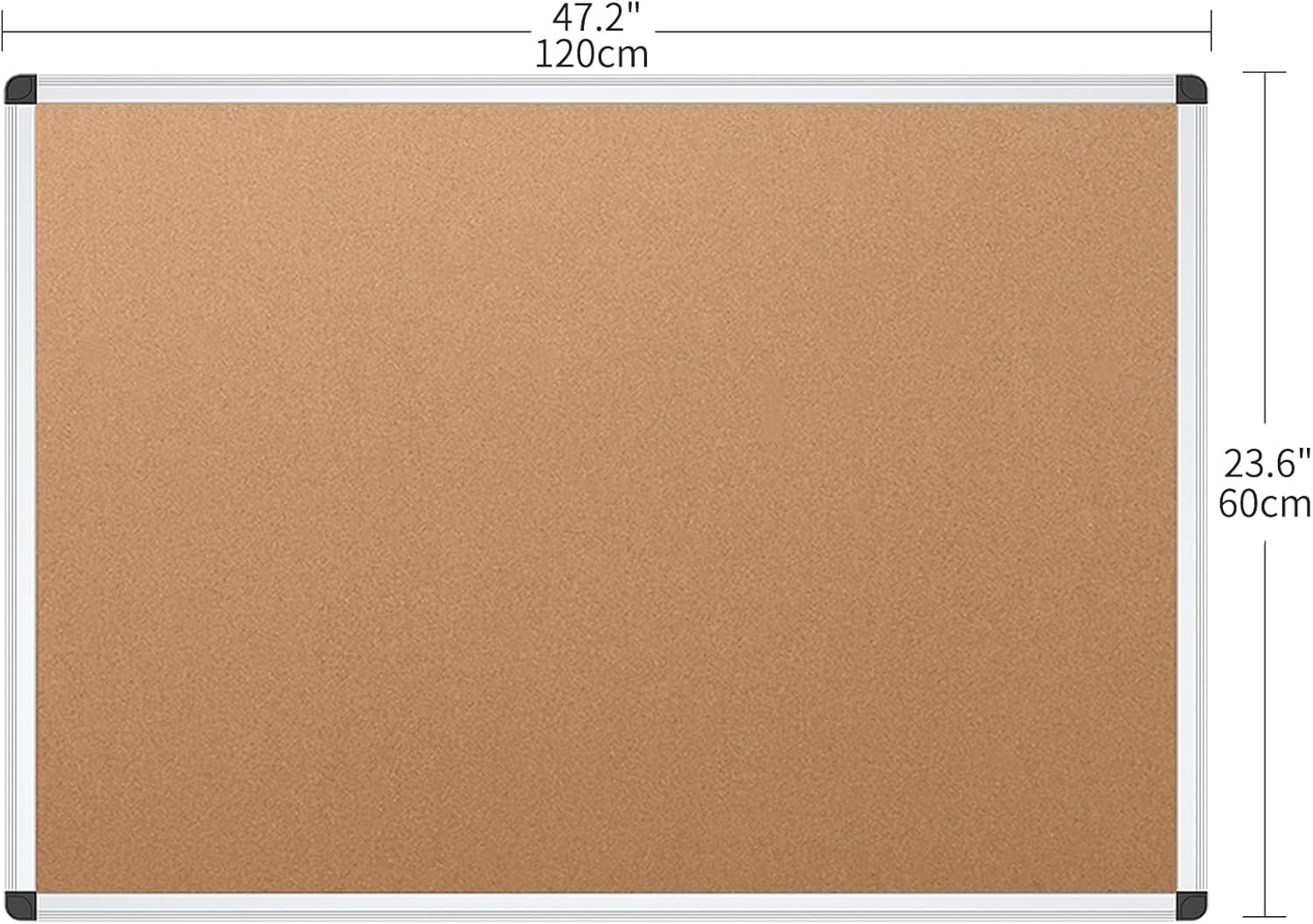 image:imageVIZPRO Cork Notice Board 24 X 18 Inches 3 Pack Silver Aluminium Frame48 X 24 Inches