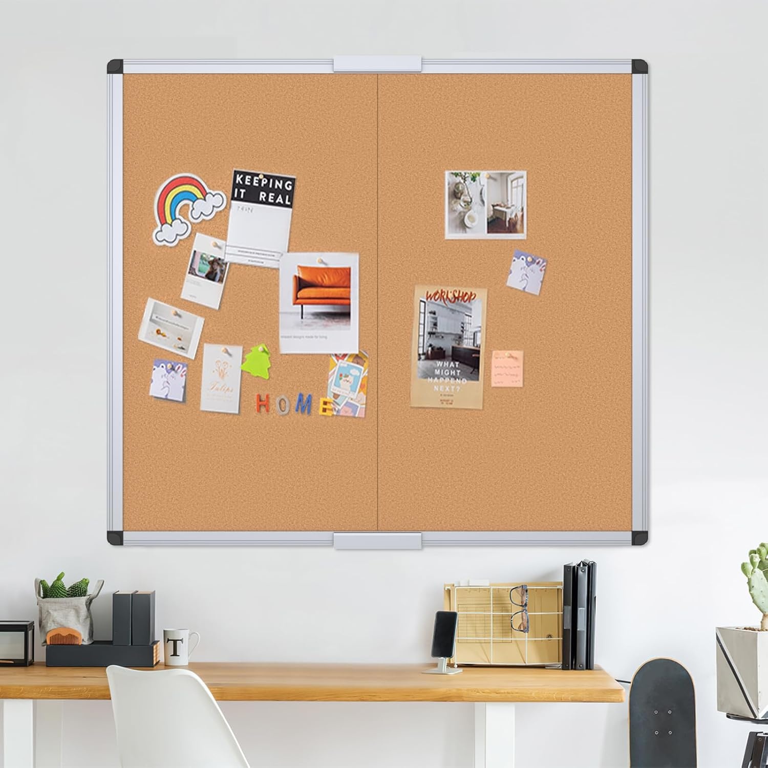 image:imageVIZPRO Cork Notice Board 24 X 18 Inches 3 Pack Silver Aluminium Frame48 X 48 Inches