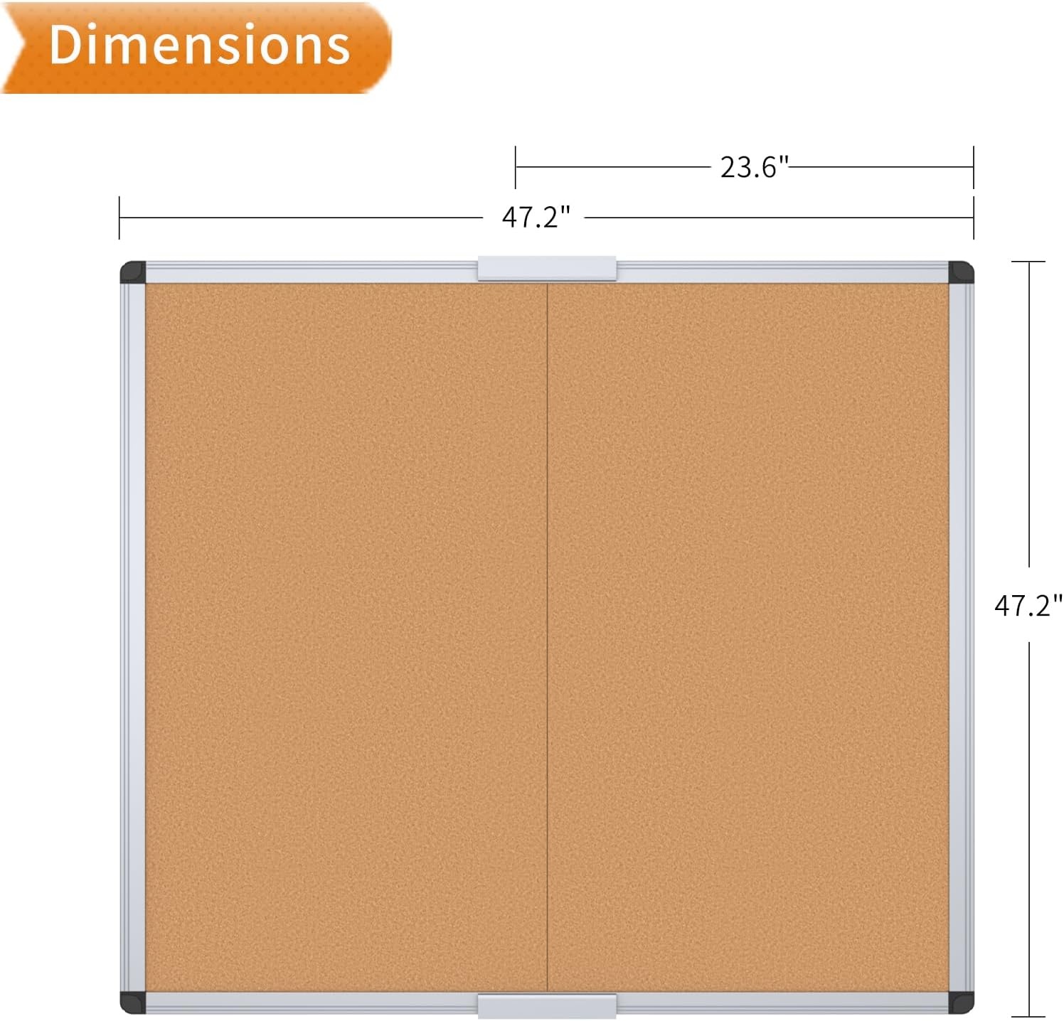 image:imageVIZPRO Cork Notice Board 24 X 18 Inches 3 Pack Silver Aluminium Frame48 X 48 Inches