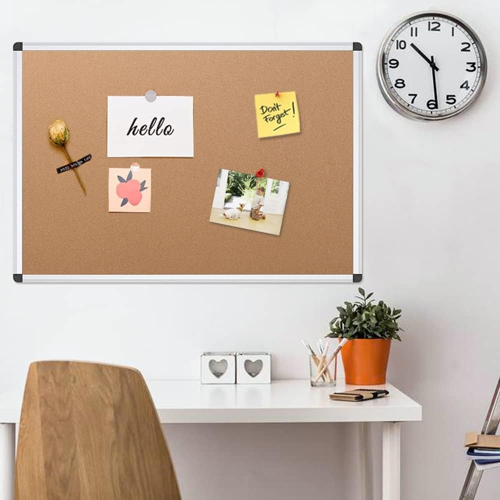image:imageVIZPRO Cork Notice Board 24 X 18 Inches 3 Pack Silver Aluminium Frame48x36 inches