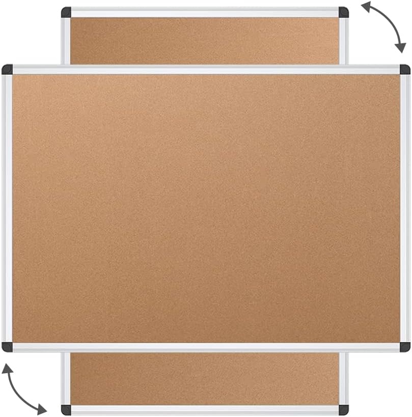 image:imageVIZPRO Cork Notice Board 24 X 18 Inches 3 Pack Silver Aluminium Frame48x36 inches