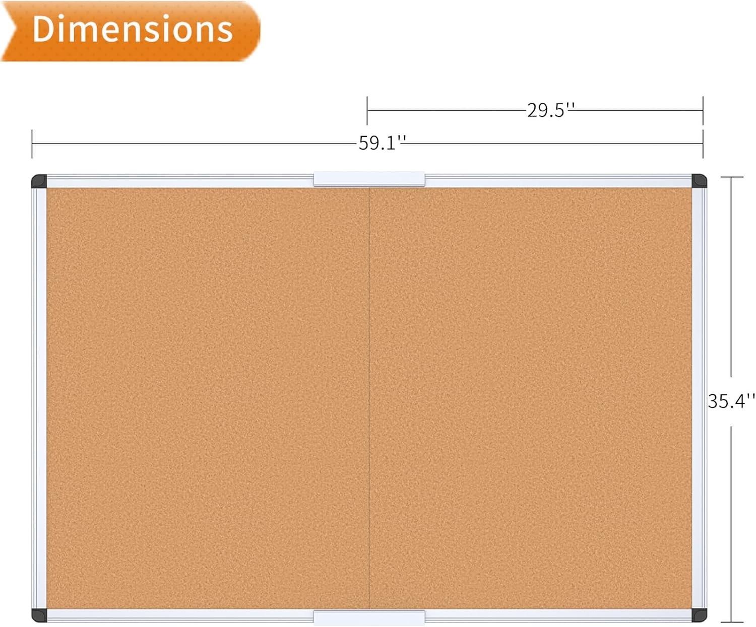 image:imageVIZPRO Cork Notice Board 24 X 18 Inches 3 Pack Silver Aluminium Frame60 X 36 Inches