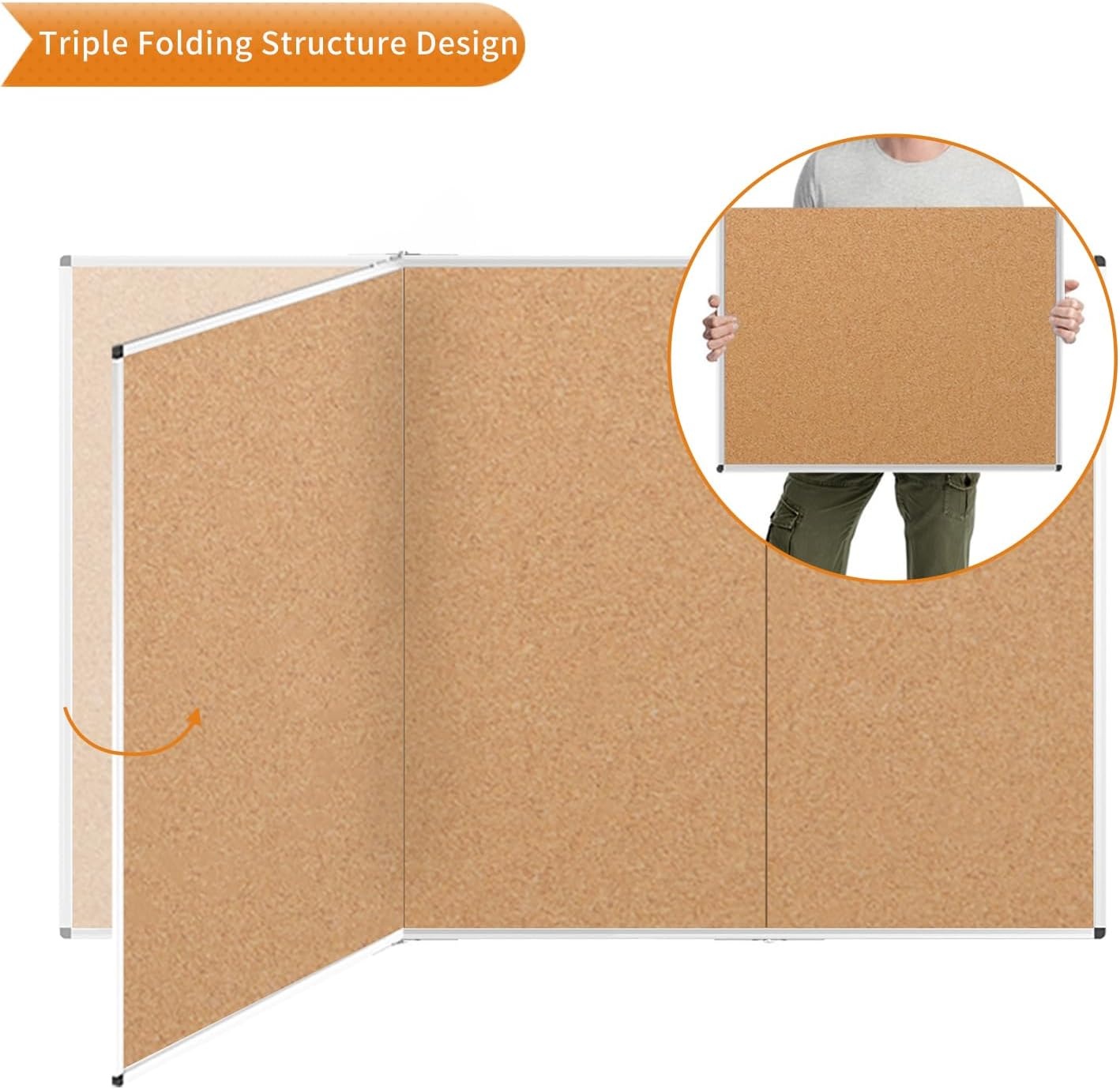 image:imageVIZPRO Cork Notice Board 24 X 18 Inches 3 Pack Silver Aluminium Frame96 X 48 Inches
