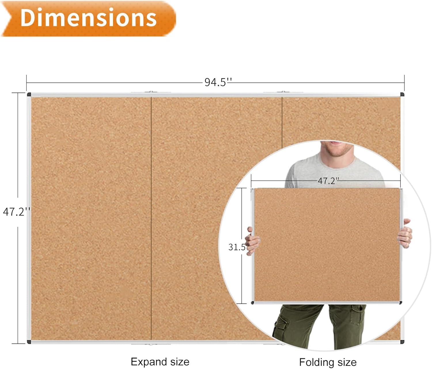 image:imageVIZPRO Cork Notice Board 24 X 18 Inches 3 Pack Silver Aluminium Frame96 X 48 Inches