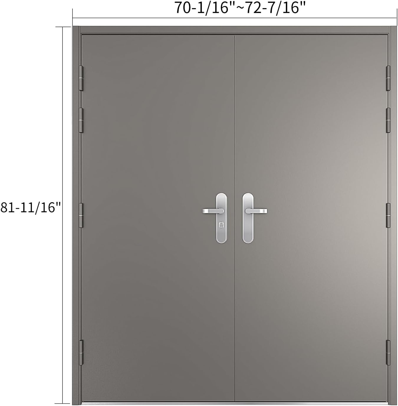 image:imageVIZPRO Quick Mount Double Steel Security Door with Frame and Hardware Gray Right SideActive Leaf InwardLeft SideActive Leaf Inward