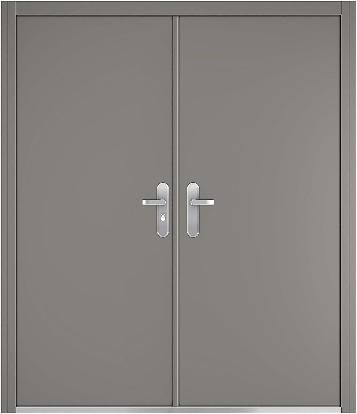 image:imageVIZPRO Quick Mount Double Steel Security Door with Frame and Hardware Gray Right SideActive Leaf InwardLeft SideActive Leaf Inward