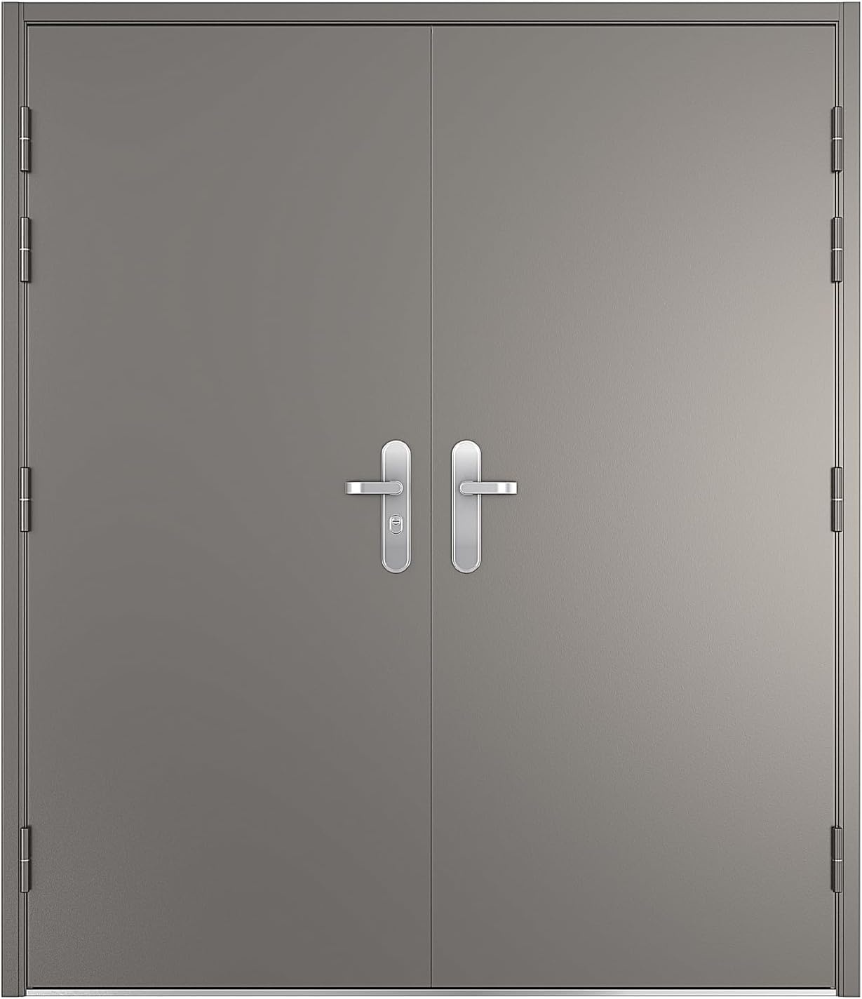 image:imageVIZPRO Quick Mount Double Steel Security Door with Frame and Hardware Gray Right SideActive Leaf InwardLeft SideActive Leaf Outward