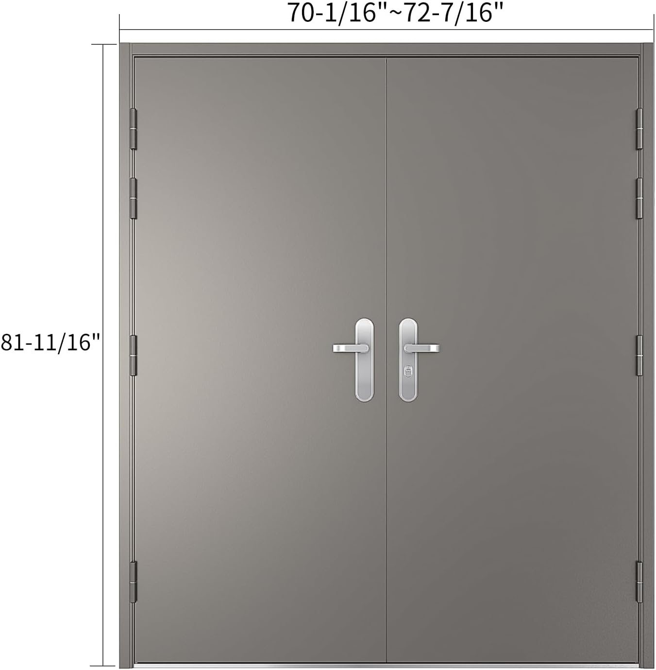 image:imageVIZPRO Quick Mount Double Steel Security Door with Frame and Hardware Gray Right SideActive Leaf InwardRight SideActive Leaf Outward