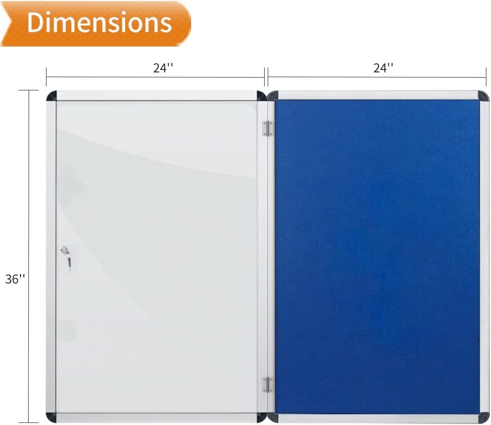 image:imageVIZPRO Tamperproof Lockable Cork Noticeboard Class 1 Aluminium Framed 36x24 InchesBlue Felt