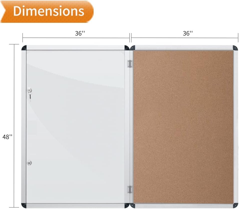 image:imageVIZPRO Tamperproof Lockable Cork Noticeboard Class 1 Aluminium Framed 36x24 InchesCork