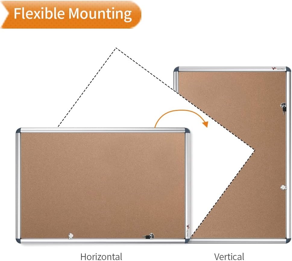 image:imageVIZPRO Tamperproof Lockable Cork Noticeboard Class 1 Aluminium Framed 36x24 InchesCork