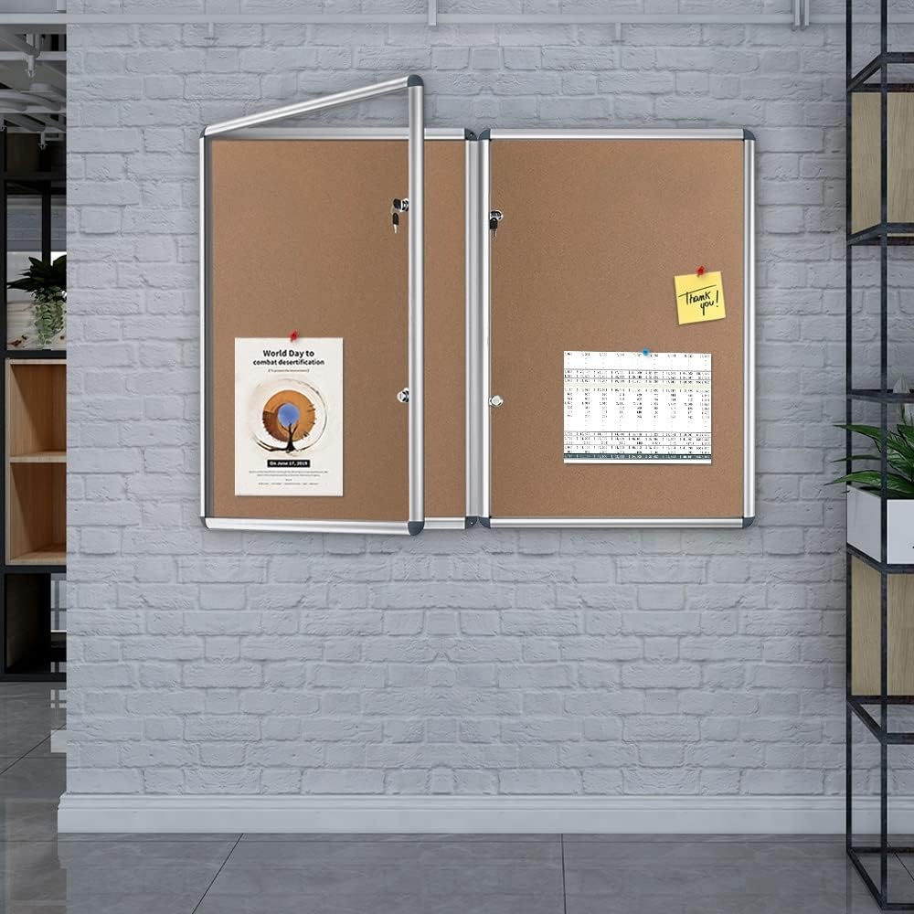 image:imageVIZPRO Tamperproof Lockable Cork Noticeboard Class 1 Aluminium Framed 36x24 InchesCork