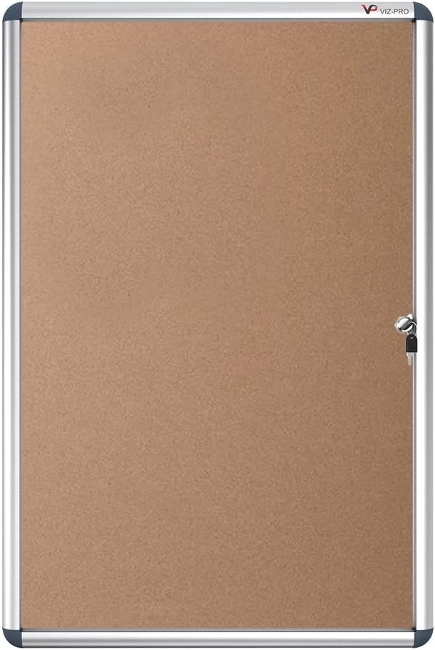 image:imageVIZPRO Tamperproof Lockable Cork Noticeboard Class 1 Aluminium Framed 36x24 InchesCork