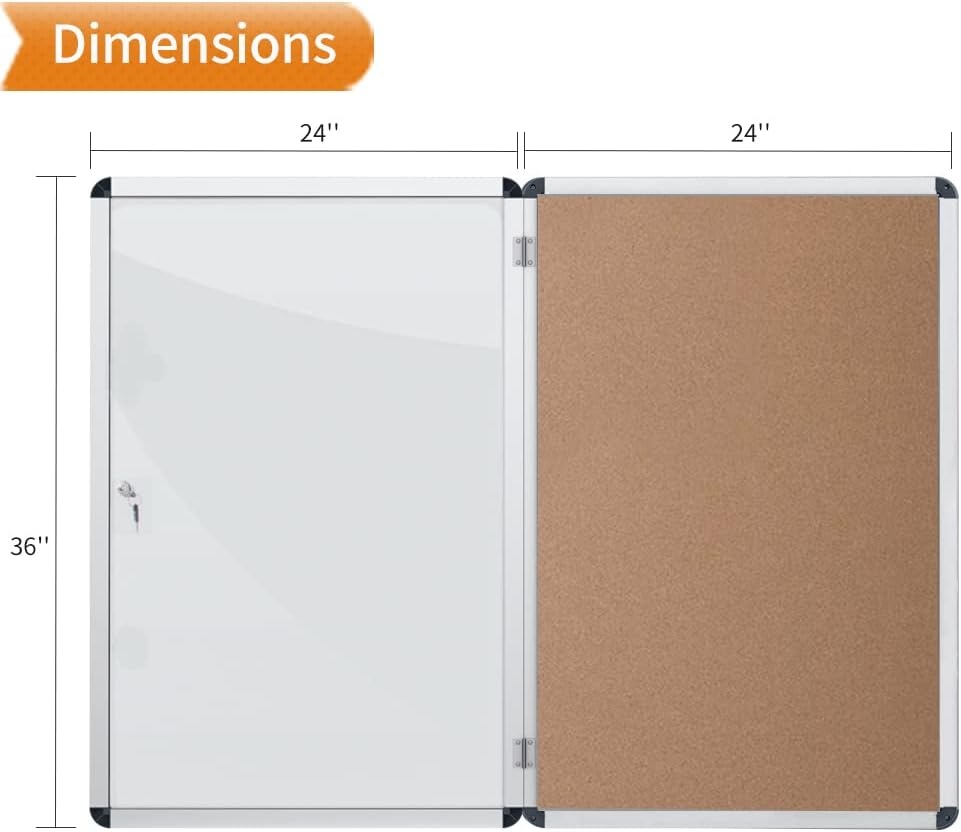 image:imageVIZPRO Tamperproof Lockable Cork Noticeboard Class 1 Aluminium Framed 36x24 InchesCork