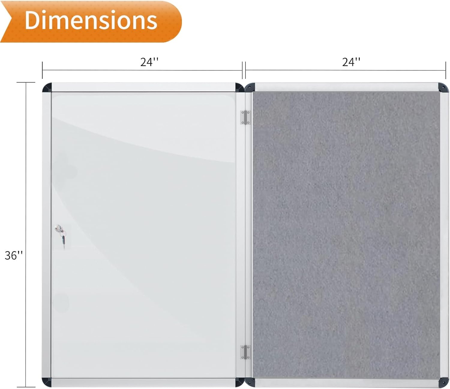 image:imageVIZPRO Tamperproof Lockable Cork Noticeboard Class 1 Aluminium Framed 36x24 InchesGray Felt