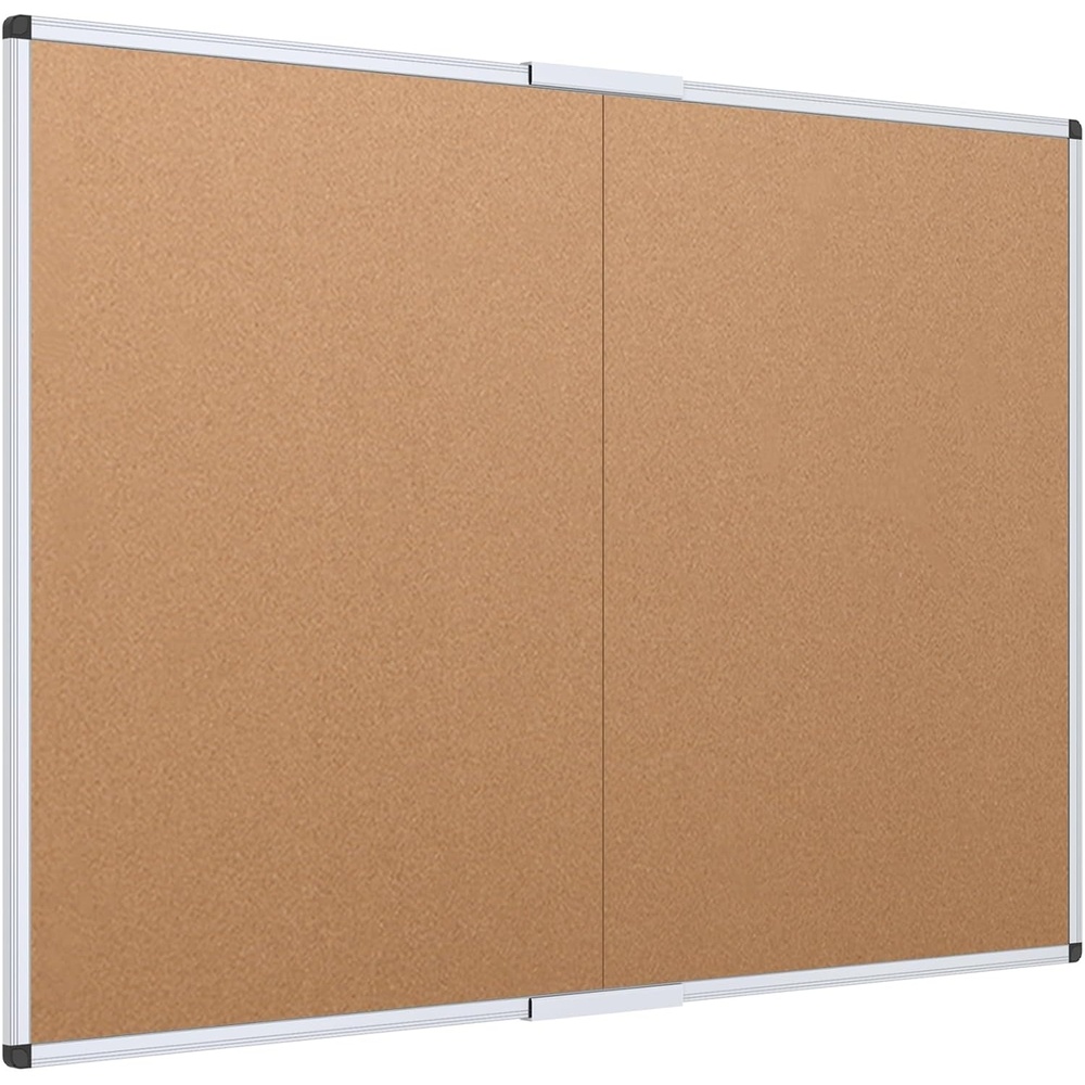 image:imageVIZPRO Cork Bulletin BoardFoldable Noticeboard 48 X 36 Inches Silver Aluminium Frame48 X 36 Inches