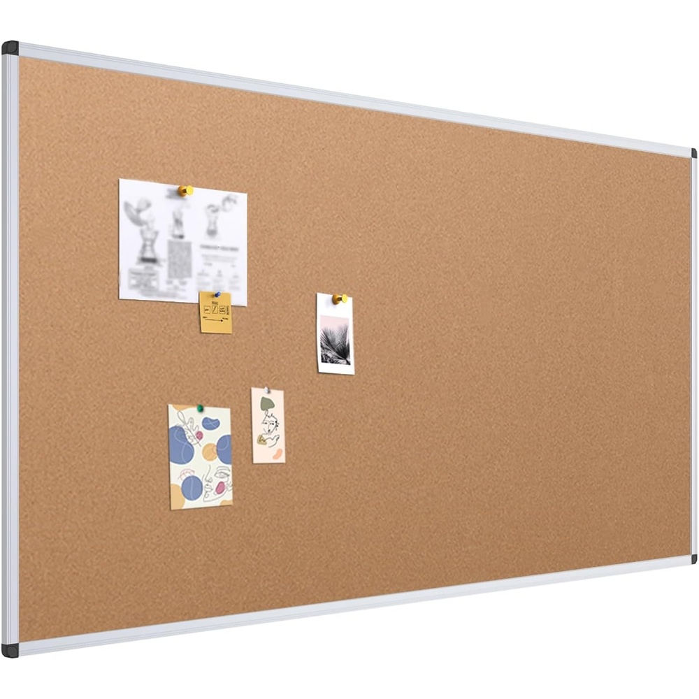 image:imageVIZPRO Cork Bulletin BoardFoldable Noticeboard 48 X 36 Inches Silver Aluminium Frame72 X 48 Inches