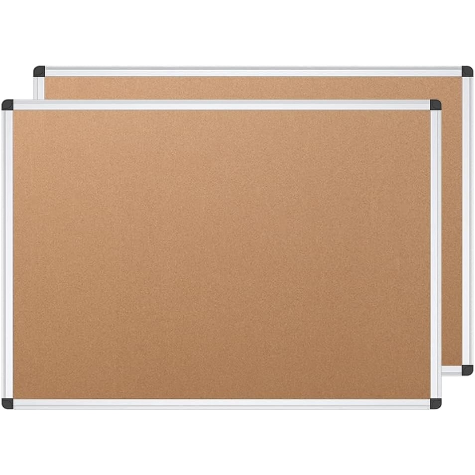 image:imageVIZPRO Cork Notice Board 24 X 18 Inches 3 Pack Silver Aluminium Frame2 Pack 36 X 24 Inches