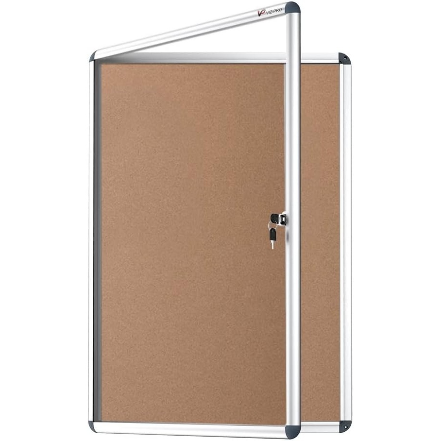 image:imageVIZPRO Tamperproof Lockable Cork Noticeboard Class 1 Aluminium Framed 36x24 InchesCork