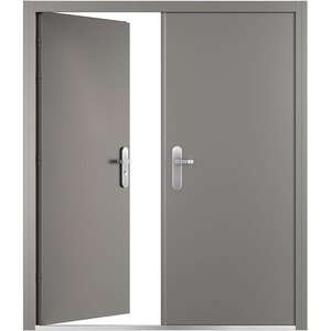 image:imageVIZPRO Quick Mount Double Steel Security Door with Frame and Hardware Gray Right SideActive Leaf InwardLeft SideActive Leaf Inward