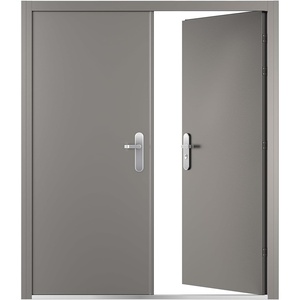 image:imageVIZPRO Quick Mount Double Steel Security Door with Frame and Hardware Gray Right SideActive Leaf InwardRight SideActive Leaf Inward