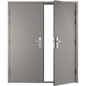 image:imageVIZPRO Quick Mount Double Steel Security Door with Frame and Hardware Gray Right SideActive Leaf InwardRight SideActive Leaf Outward