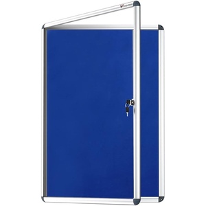 image:imageVIZPRO Tamperproof Lockable Cork Noticeboard Class 1 Aluminium Framed 36x24 InchesBlue Felt