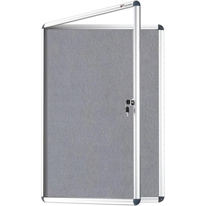 image:imageVIZPRO Tamperproof Lockable Cork Noticeboard Class 1 Aluminium Framed 36x24 InchesGray Felt
