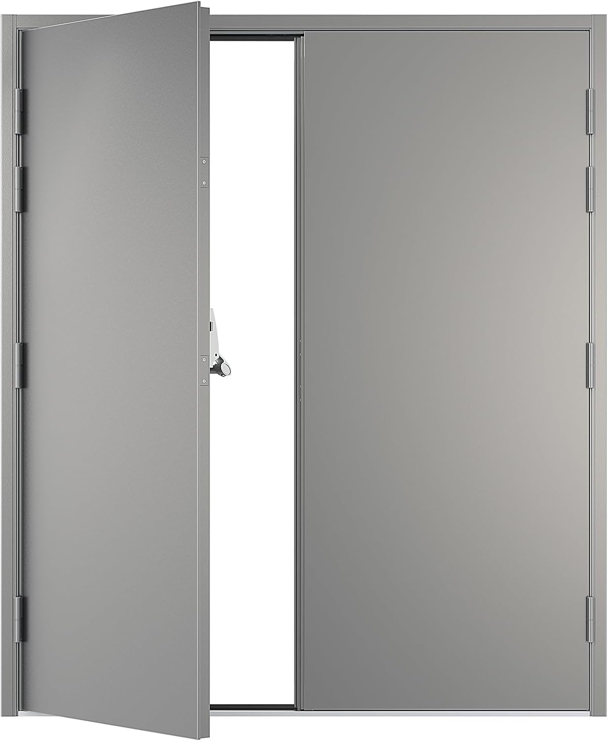 image:imageVIZPRO Quick Mount Fire Exit Door Double with Panic Bar Gray Left SideActive Leaf Outward