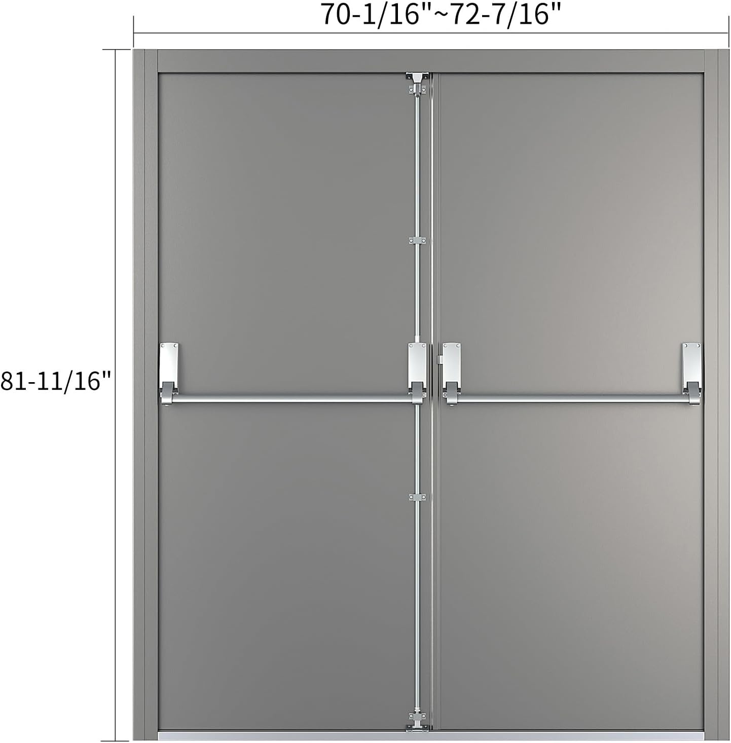 image:imageVIZPRO Quick Mount Fire Exit Door Double with Panic Bar Gray Left SideActive Leaf Outward