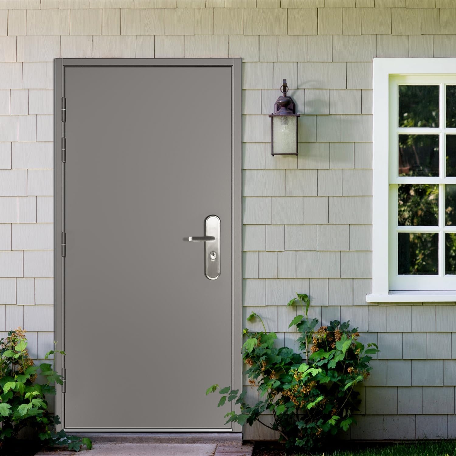 image:imageVIZPRO Quick Mount Steel Security Door with Frame and Hardware Gray Right SideHinged Inward 39 916 41 78 Width Adjustable 83 12 HeightLeft SideHinged Outward