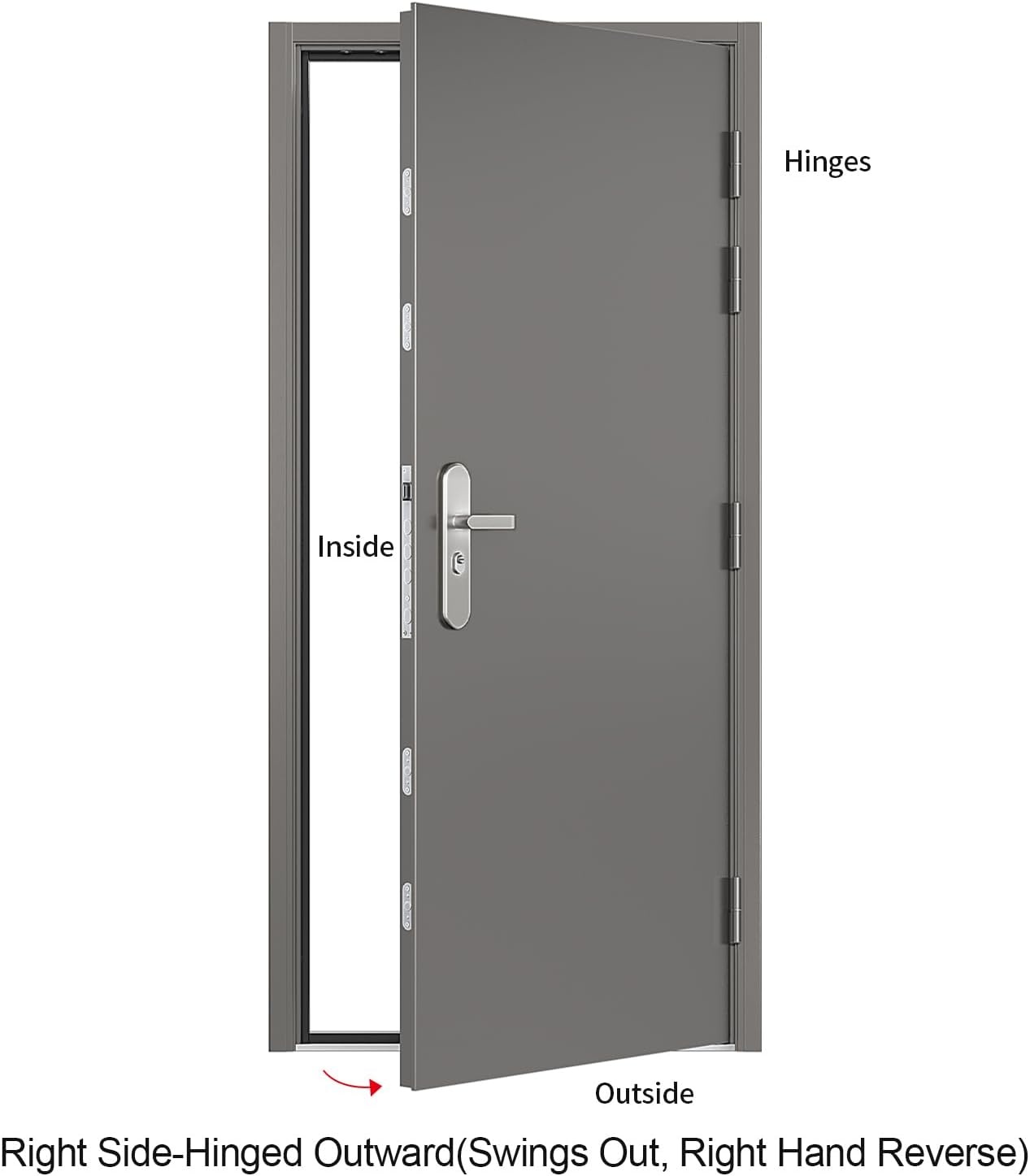image:imageVIZPRO Quick Mount Steel Security Door with Frame and Hardware Gray Right SideHinged Inward 39 916 41 78 Width Adjustable 83 12 HeightRight SideHinged Outward