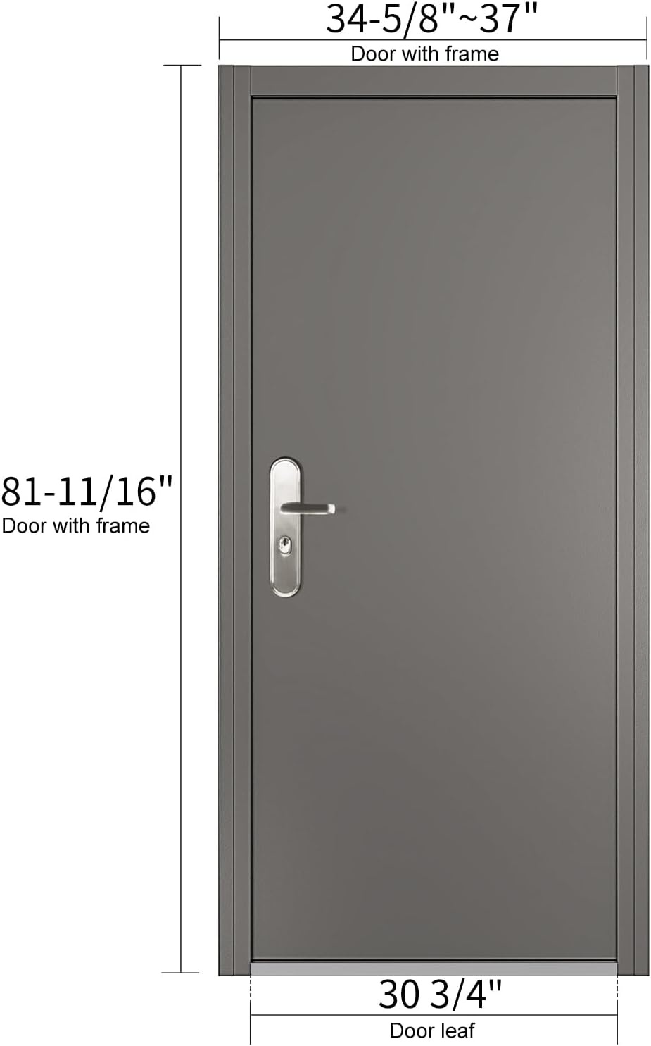 image:imageVIZPRO Quick Mount Steel Security Door with Frame and Hardware Gray Right SideHinged Inward 39 916 41 78 Width Adjustable 83 12 HeightRight SideHinged Inward