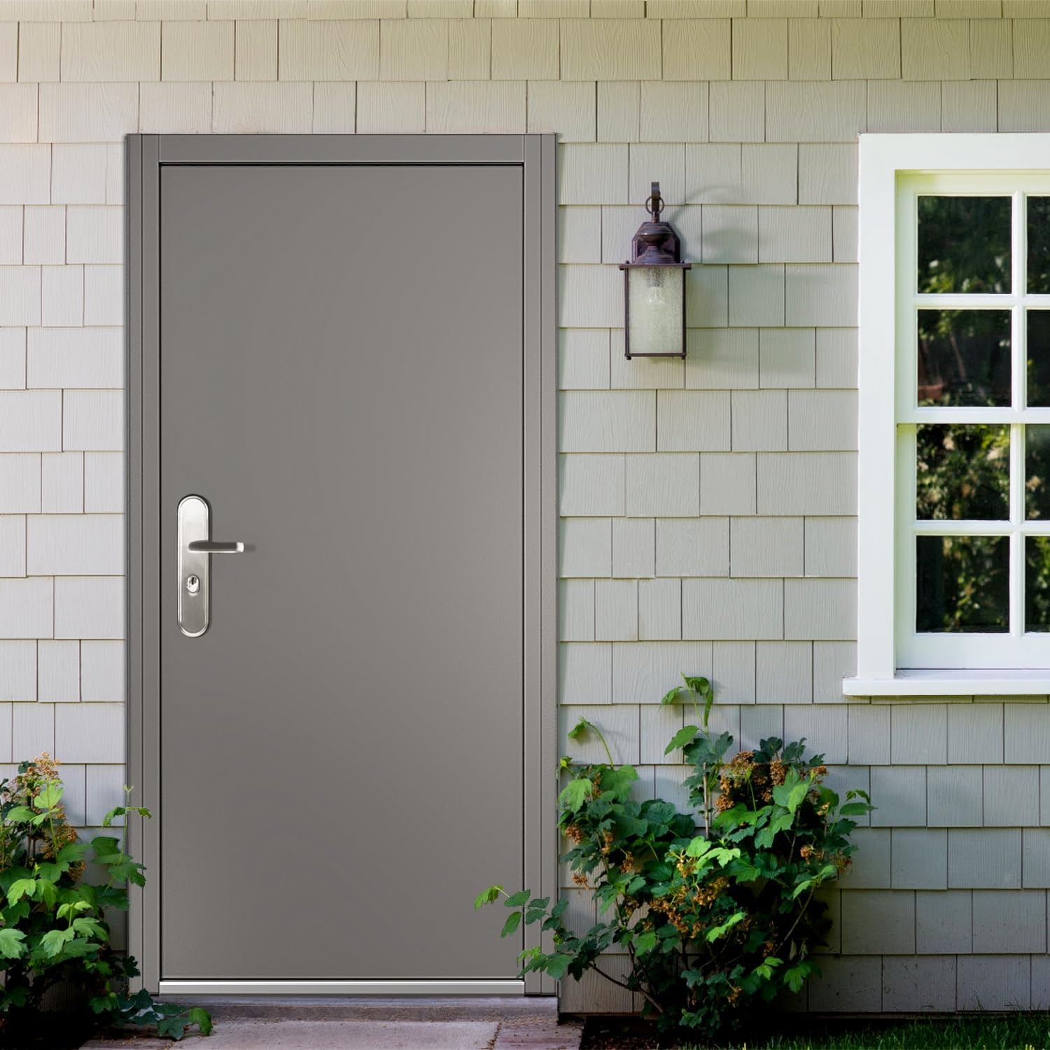 image:imageVIZPRO Quick Mount Steel Security Door with Frame and Hardware Gray Right SideHinged Inward 39 916 41 78 Width Adjustable 83 12 HeightRight SideHinged Inward