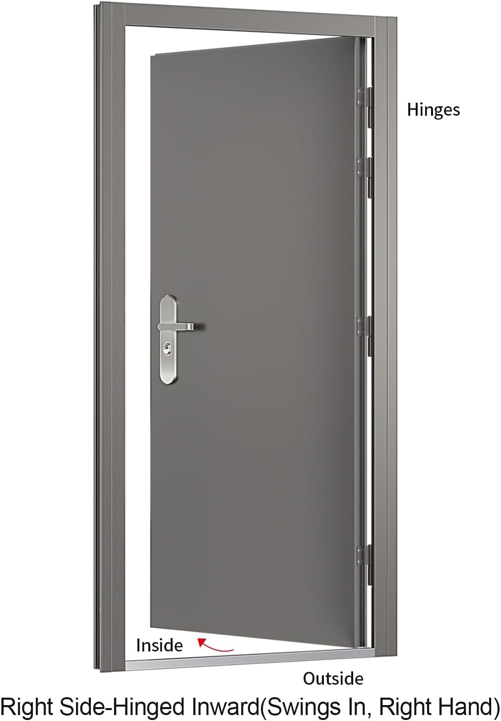 image:imageVIZPRO Quick Mount Steel Security Door with Frame and Hardware Gray Right SideHinged Inward 39 916 41 78 Width Adjustable 83 12 HeightRight SideHinged Inward