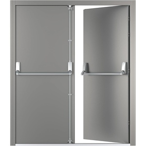 image:imageVIZPRO Quick Mount Fire Exit Door Double with Panic Bar Gray Left SideActive Leaf Outward